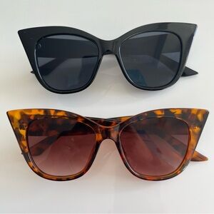 Black & Leopard Tortoiseshell Cat Eye Sunglasses